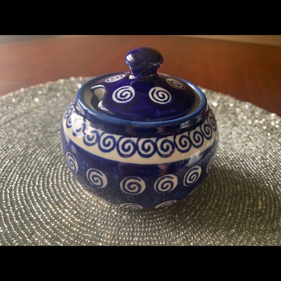 Boleslaweic Polish pottery handmade sugar bowl. Beautiful!❣️ - Picture 5 of 6